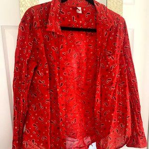 H&M Paisley Bandana Print Red Button Down Shirt